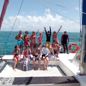 a group of people on a boat