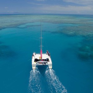 a small boat in a large body of water