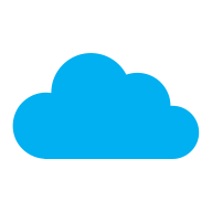 Simple blue cloud icon on a white background.