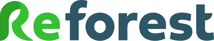 Green and blue text logo reads 'Reforest' with stylized 'R'.