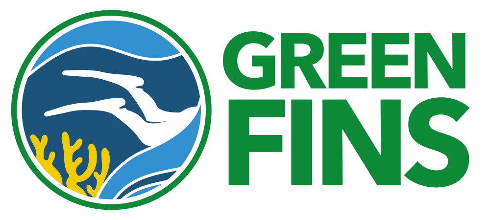 Green Fins logo with a dolphin, waves, and coral.
